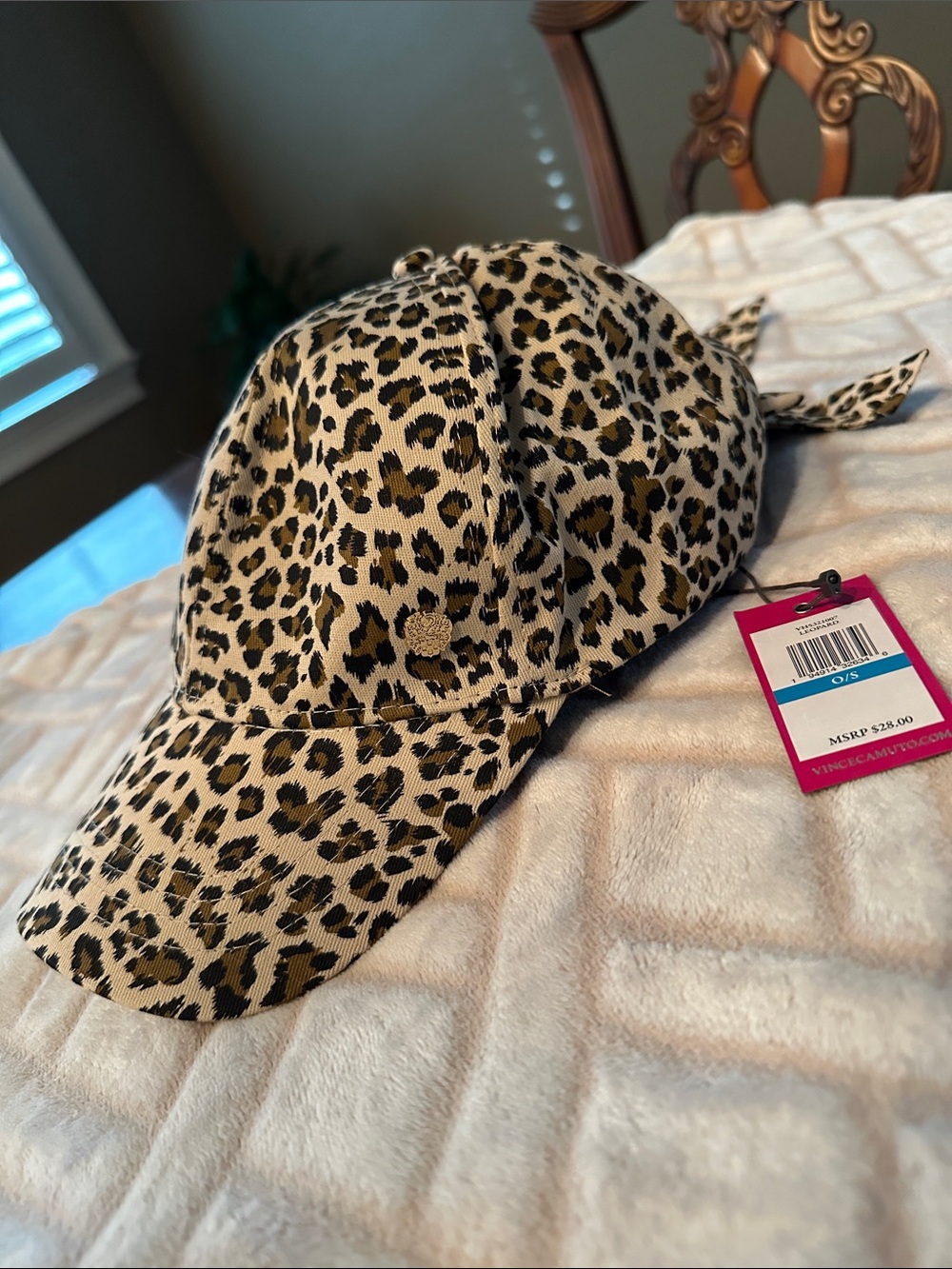 Vince Camuto Leopard Print Baseball Cap in Tan and Black